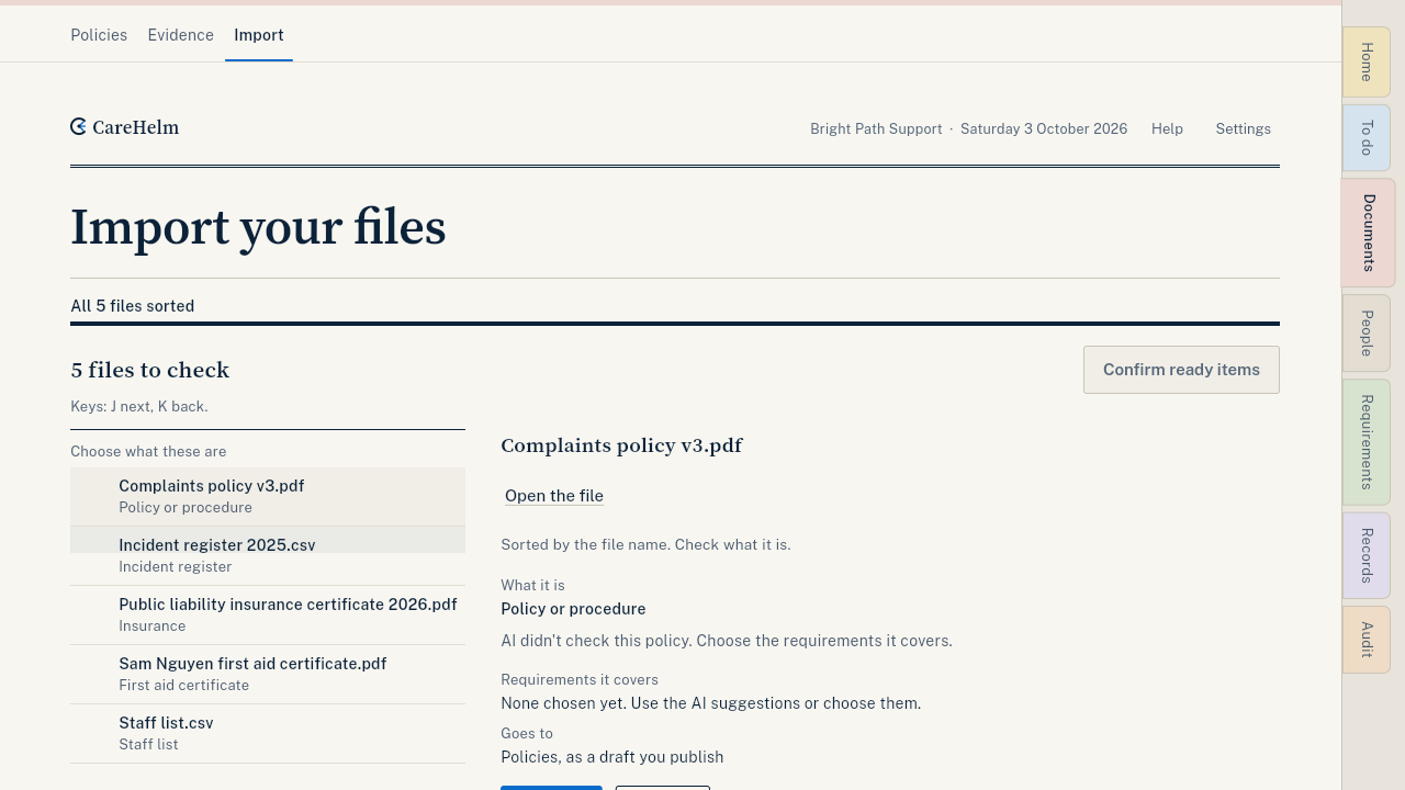 Checking imported files
