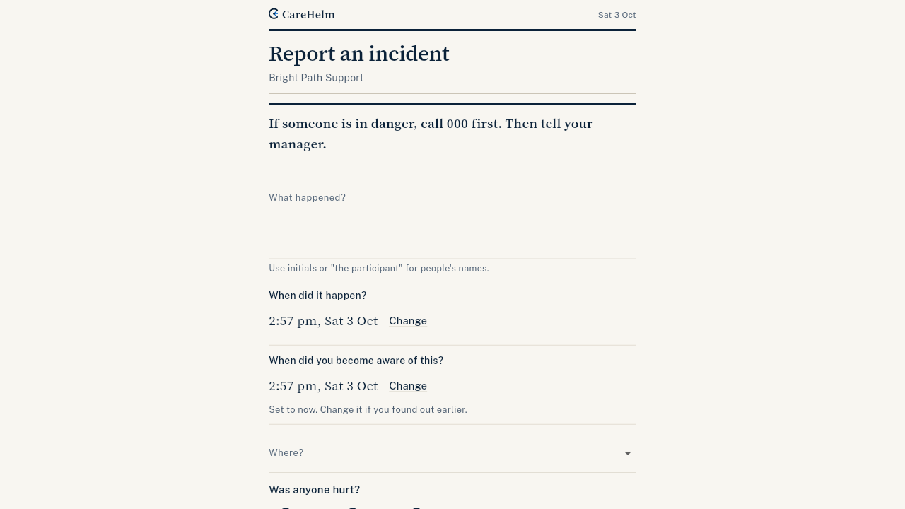 The incident report form