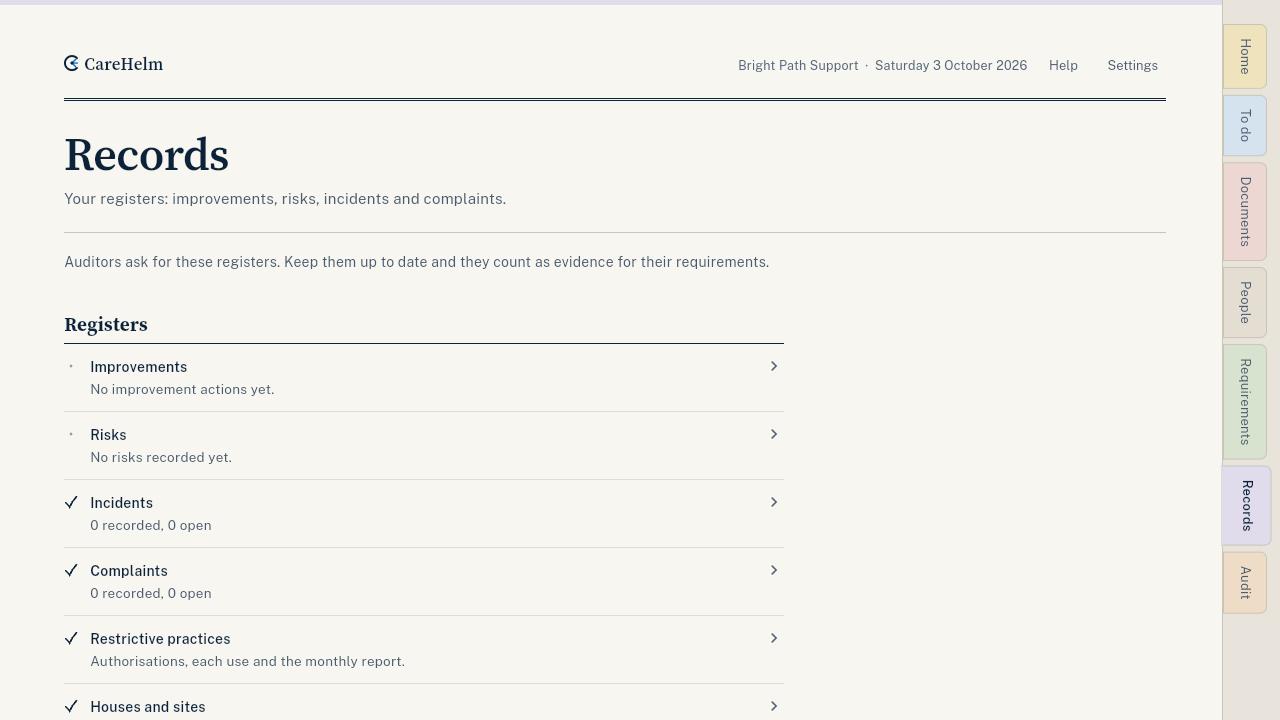The Records page